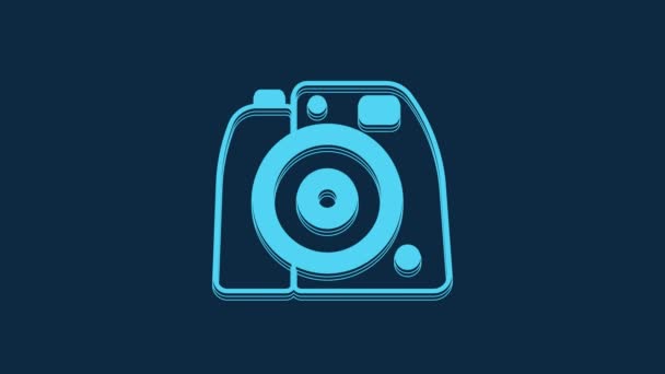 Синий Значок Фотокамеры Синем Фоне Фотокамера Цифровая Фотография Видеографическая Анимация — стоковое видео
