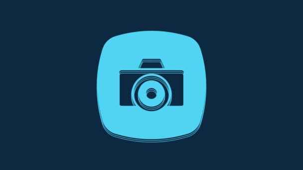 Синий Значок Фотокамеры Синем Фоне Фотокамера Цифровая Фотография Видеографическая Анимация — стоковое видео
