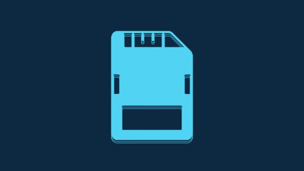 Blue Card Icon Isolated Blue Background Memory Card Adapter Icon — Wideo stockowe