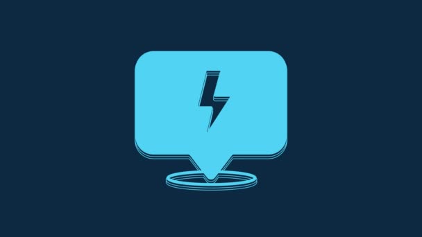 Blue Lightning Bolt Icon Isolated Blue Background Flash Sign Charge — Stockvideo