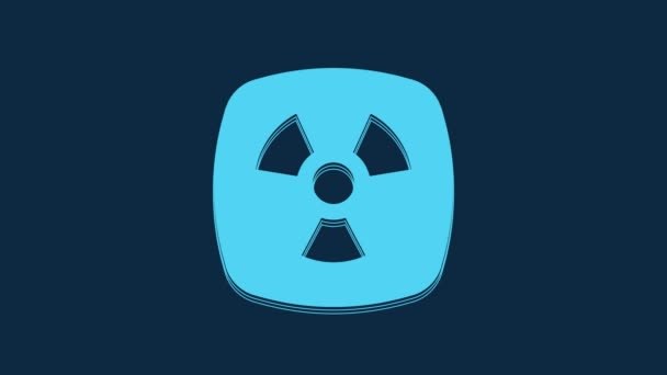 Blue Radioactive Icon Isolated Blue Background Radioactive Toxic Symbol Radiation — Vídeo de Stock