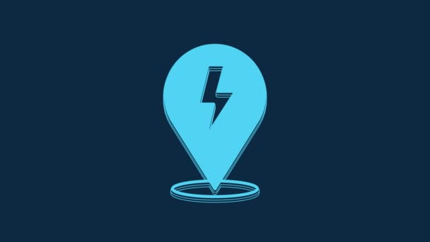 Blue Lightning Bolt Icon Isolated Blue Background Flash Sign Charge — Vídeos de Stock
