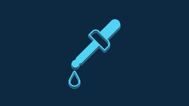 Blue Pipette Icon Isolated Blue Background Element Medical Chemistry Lab — Stok video