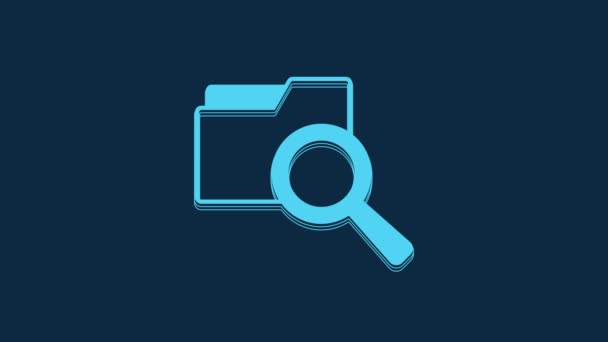 Blue Search Concept Folder Icon Isolated Blue Background Magnifying Glass — Stockvideo