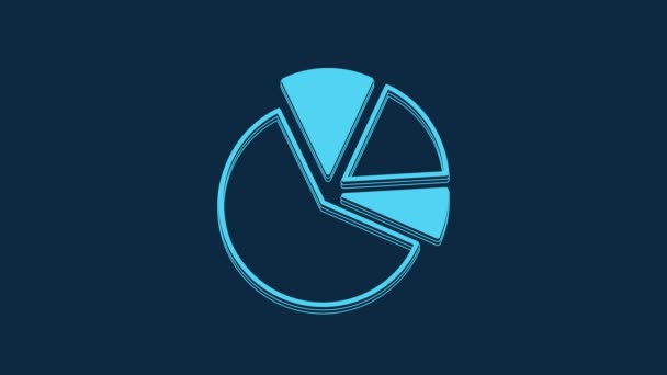 Інфографічна Піктограма Синього Пирога Ізольована Синьому Фоні Діаграма Знаку Діаграми — стокове відео