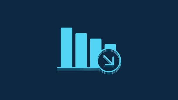 Blue Financial Growth Decrease Icon Isolated Blue Background Increasing Revenue — Vídeo de stock