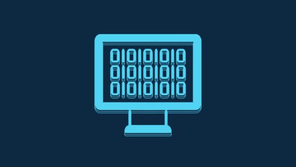 Blue Binary Code Icon Isolated Blue Background Video Motion Graphic — Video