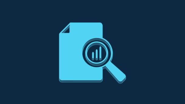 Blue Document Graph Chart Icon Isolated Blue Background Report Text — Stockvideo