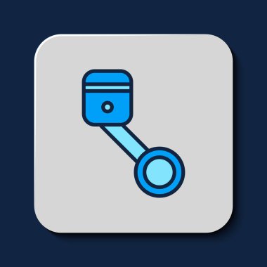 Doldurulmuş motor piston simgesi mavi arkaplanda izole edildi. Araba motoru pistonu işareti. Vektör