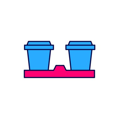 Beyaz arka planda izole edilmiş bir şekilde kahve bardağını doldurdum. Vektör