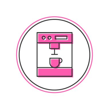 Doldurulmuş kahve makinesi simgesi beyaz arka planda izole edilmiş. Vektör