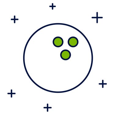 Doldurulmuş bovling topu simgesi beyaz arkaplanda izole edildi. Spor malzemeleri. Vektör