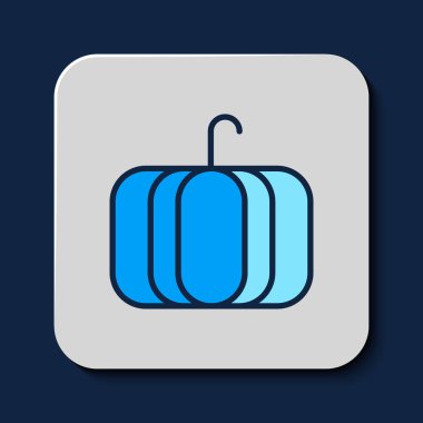 Filled outline Pumpkin icon isolated on blue background. Happy Halloween party.  Vector