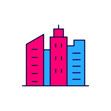 Doldurulmuş şehir peyzajı simgesi beyaz arkaplanda izole edilmiş. Metropolis mimarisi panoramik manzara. Vektör