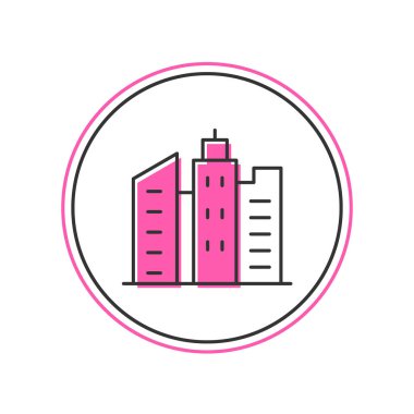 Doldurulmuş şehir peyzajı simgesi beyaz arkaplanda izole edilmiş. Metropolis mimarisi panoramik manzara. Vektör