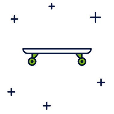 Doldurulmuş Longboard ya da kaykay kruvazörü simgesi beyaz arkaplanda izole edilmiş. Olağanüstü bir spor. Spor malzemeleri. Vektör