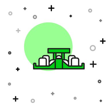 Filled outline Formula 1 racing car icon isolated on white background.  Vector