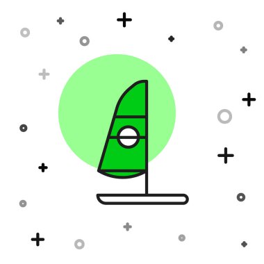 Doldurulmuş Windsurfing simgesi beyaz arkaplanda izole edildi. Vektör