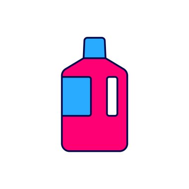 Beyaz arka planda izole edilmiş temiz su ikonuyla dolu büyük bir şişe. Soğutucu için plastik kap. Vektör