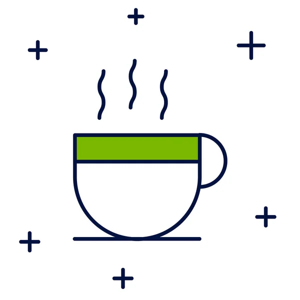填充轮廓咖啡杯图标孤立在白色背景 茶杯热饮咖啡 — 图库矢量图片