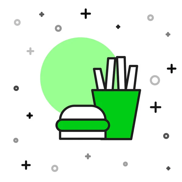 Filled Outline Burger French Fries Carton Package Box Icon Isolated — Archivo Imágenes Vectoriales