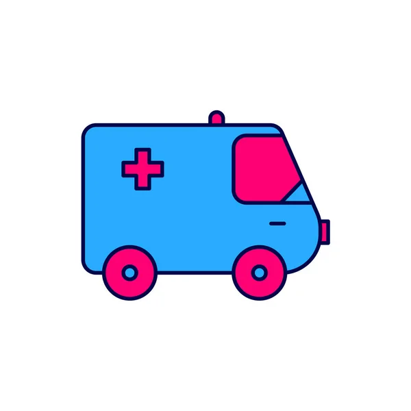Ana Hatları Doldurulmuş Ambulans Acil Durum Arabası Simgesi Beyaz Arka — Stok Vektör
