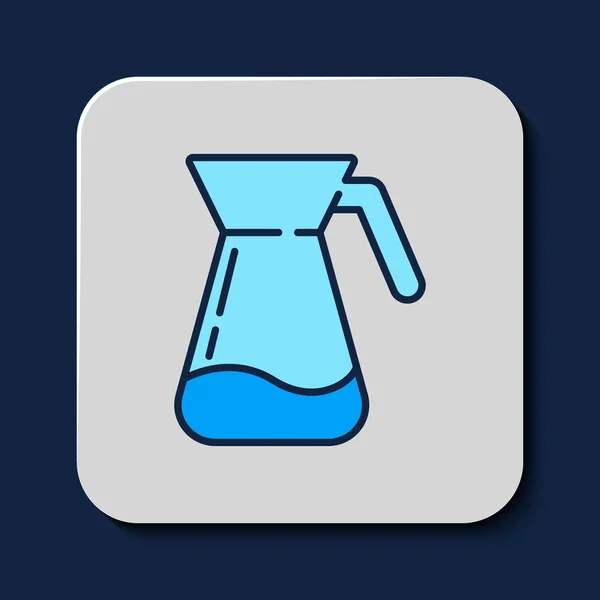 Naplněný Obrys Sklenice Ikonou Vody Izolované Modrém Pozadí Kotlík Vodu — Stockový vektor