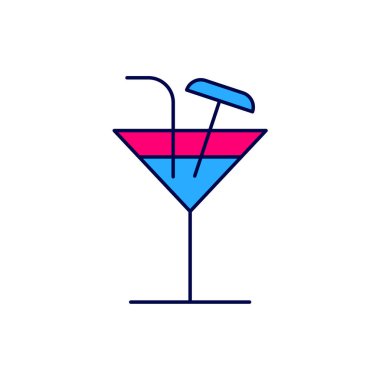 Filled outline Cocktail icon isolated on white background.  Vector