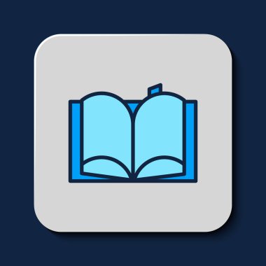Mavi arkaplanda özet açık kitap simgesi izole edildi. Vektör