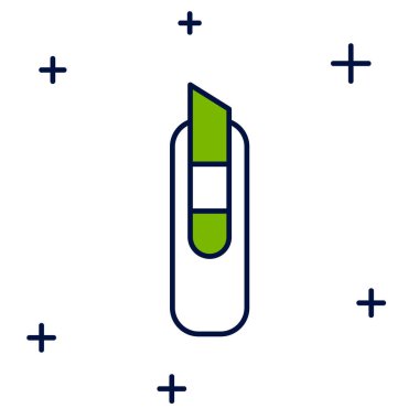 Filled outline Stationery knife icon isolated on white background. Office paper cutter.  Vector