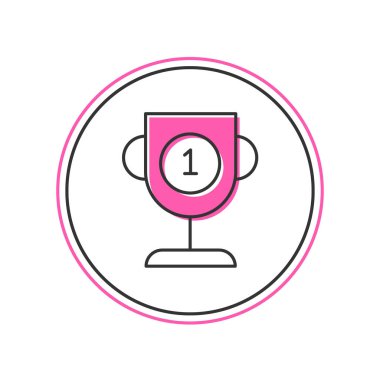 Doldurulmuş taslak ödül kupa simgesi beyaz arkaplanda izole edildi. Galibiyet ödülü sembolü. Şampiyonluk ya da yarışma kupası. Spor başarısı işareti. Vektör