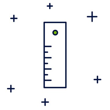 Doldurulmuş ana hatlı cetvel simgesi beyaz arkaplanda izole edildi. Düz sembol. Vektör