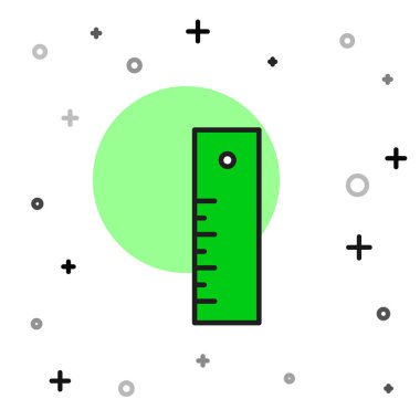 Doldurulmuş ana hatlı cetvel simgesi beyaz arkaplanda izole edildi. Düz sembol. Vektör