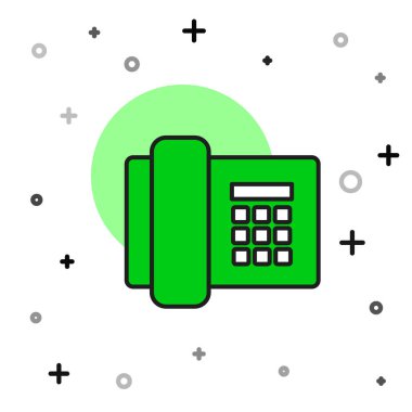 Filled outline Telephone icon isolated on white background. Landline phone.  Vector