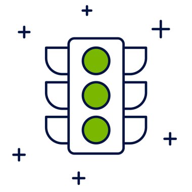 Doldurulmuş ana hatlı trafik ışığı simgesi beyaz arkaplanda izole edildi. Vektör