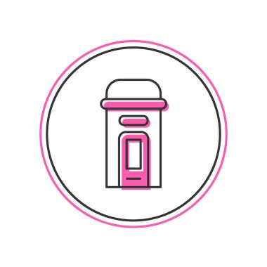 Beyaz arka planda izole edilmiş ana hatlı Londra telefon kulübesi simgesi. Londra 'daki klasik İngiliz telefon kulübesi. İngiliz telefon kulübesi. Vektör