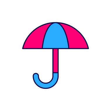 Beyaz arkaplanda izole edilmiş klasik açık şemsiye simgesi. Yağmur koruma sembolü. Vektör