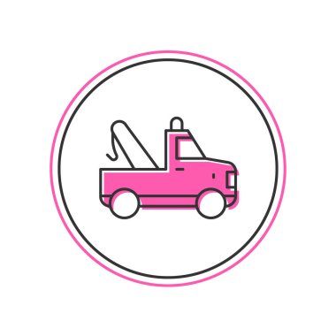 Beyaz arka planda izole edilmiş ana hatlı çekici simgesi. Vektör