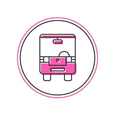 Doldurulmuş Otobüs simgesi beyaz arkaplanda izole edildi. Ulaşım konsepti. Otobüs turu tabelası. Turizm ya da kamu aracı sembolü. Vektör