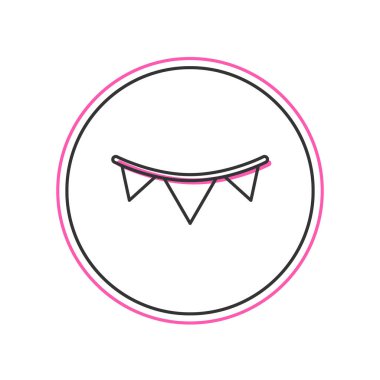 Karnaval çelengi beyaz arka planda izole edilmiş bayrak simgeleriyle dolu. Doğum günü kutlaması için parti flamaları, festival dekorasyonu. Vektör