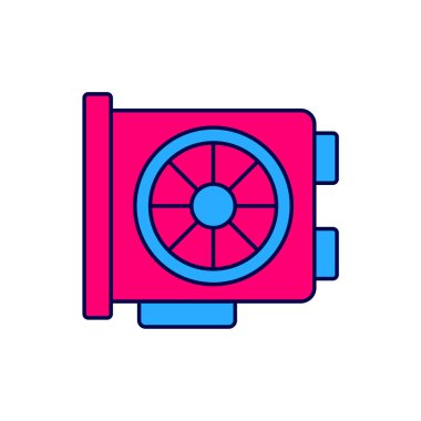 Filled outline Video graphic card icon isolated on white background.  Vector