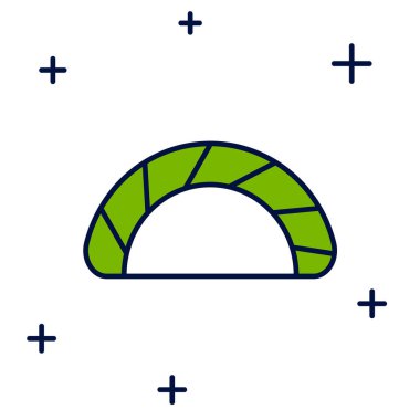 Doldurulmuş ana hatlı Dumpling simgesi beyaz arkaplanda izole edildi. Geleneksel Çin yemeği. Vektör