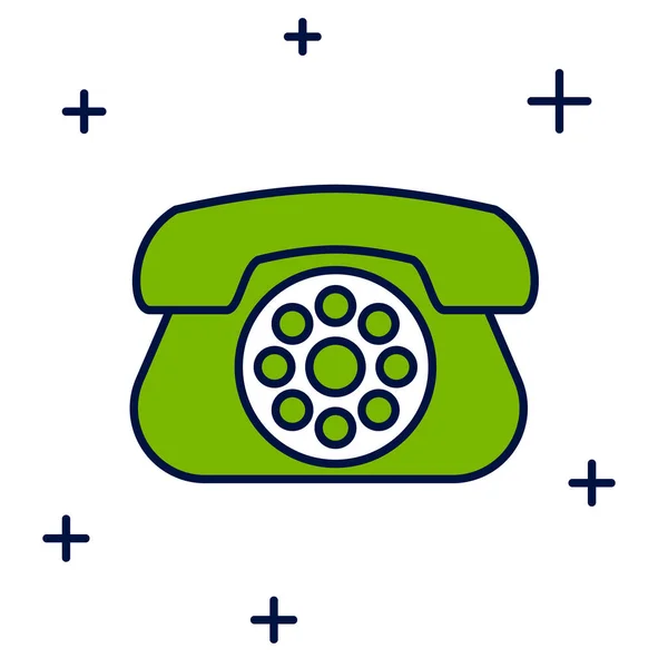 Filled Outline Telephone Icon Isolated White Background Landline Phone Vector — Vector de stock