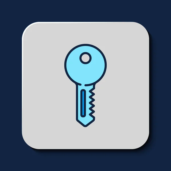 Γεμάτο Περίγραμμα Σπίτι Κλειδί Εικονίδιο Απομονώνονται Μπλε Φόντο Διάνυσμα — Διανυσματικό Αρχείο