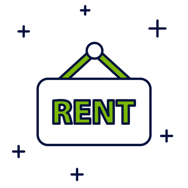 Filled Outline Hanging Sign Text Rent Icon Isolated White Background — Stock Vector