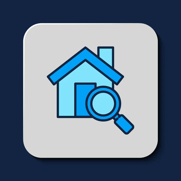 Esboço Preenchido Procurar Ícone Casa Isolado Fundo Azul Símbolo Imobiliário — Vetor de Stock