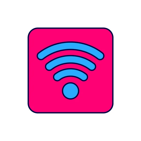 Filled Outline Wireless Internet Network Symbol Icon Isolated White Background — 스톡 벡터