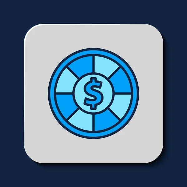 Filled Outline Casino Chips Icon Isolated Blue Background Casino Gambling — Stock vektor