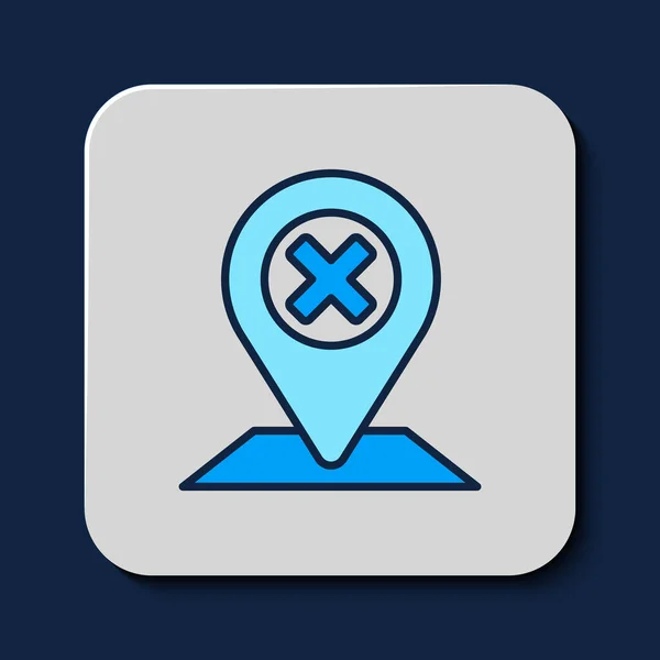 Filled Outline Map Pin Icon Isolated Blue Background Navigation Pointer — Vector de stock