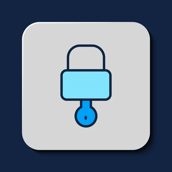 Filled Outline Lock Key Icon Isolated Blue Background Padlock Sign — Stock Vector
